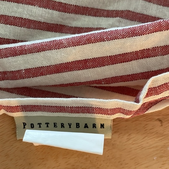 Pottery Barn Red and Cream Striped Fabric Shower Curtain - Picture 2 of 3
